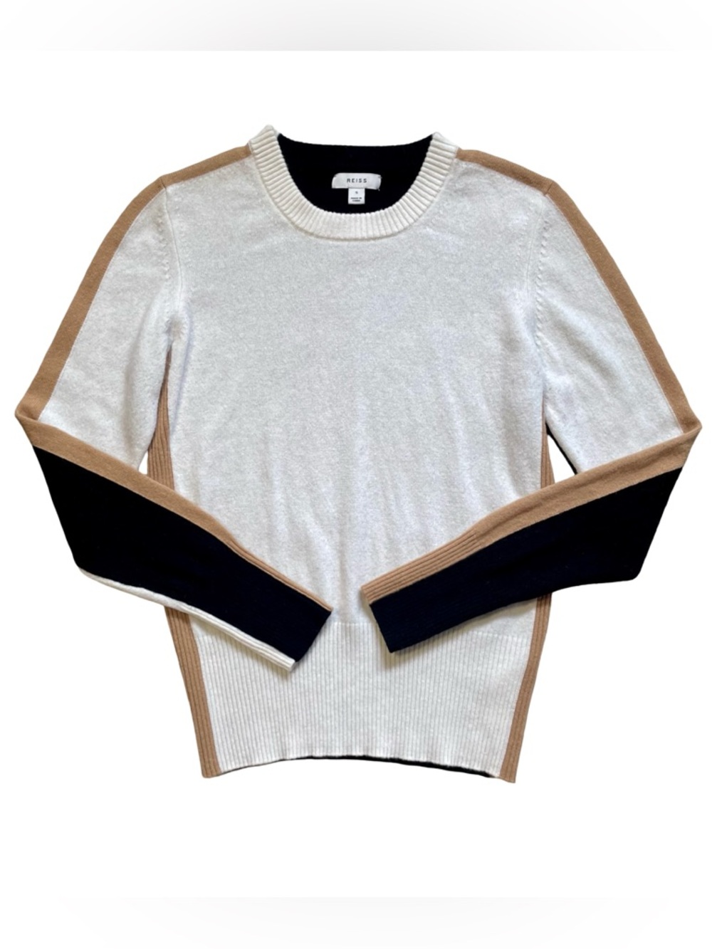 Reiss Addison Colour Block Cashmere Wool Blend Sweater Size Small - Picture 3 of 7